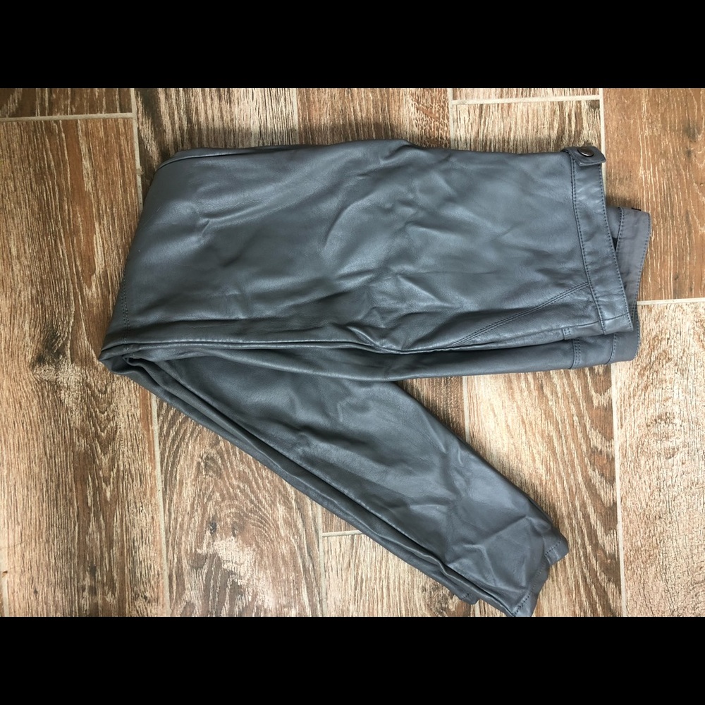Grey leather pants
